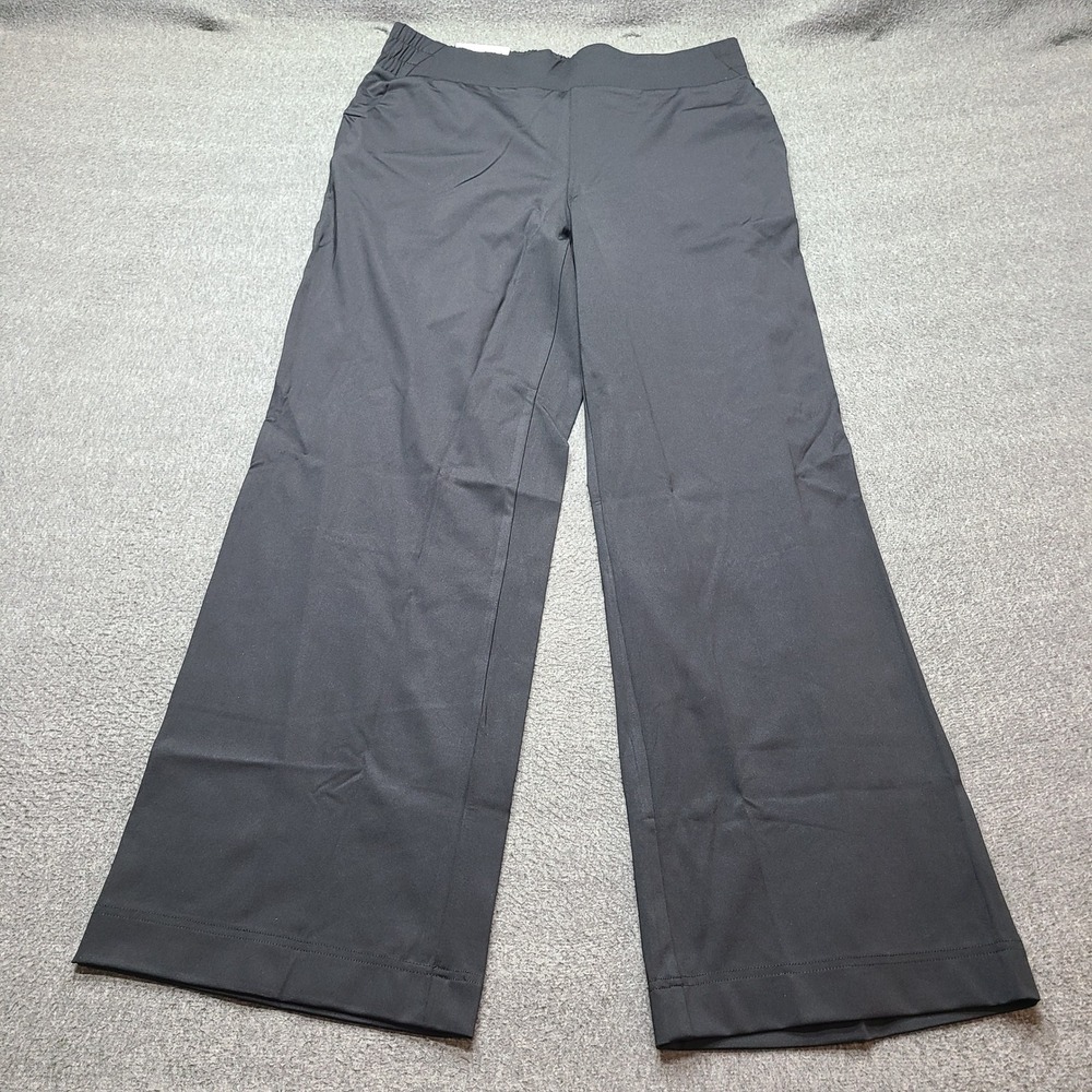 Member's Mark Travel Wide Leg Pant Womens L‎ Black Comfort Waistband Side Pocket